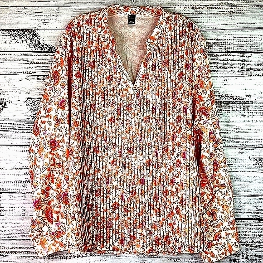 EMERY ROSE PLUS SIZE 4X 4XL FLORAL TOP ORANGE PURPLE SPRING SUMMER FALL BLOUSE - Picture 3 of 10